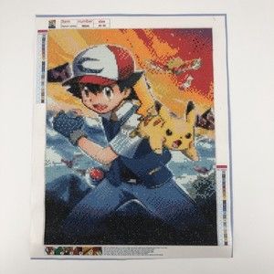 Completed Pokemon Pikachu Ash Diamond Painting Wall Art HG666 (40-50) 15.5x19.5